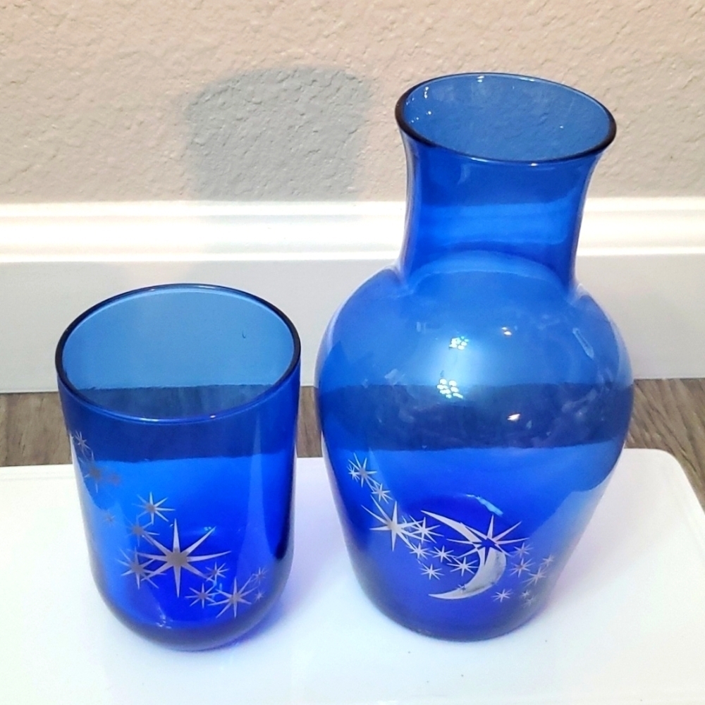 🌀 BLUE GLASS DRINK SET